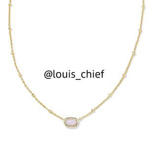 Mini Elisa Gold Satellite Short Pendant Necklace in Pink Opalite Crystal